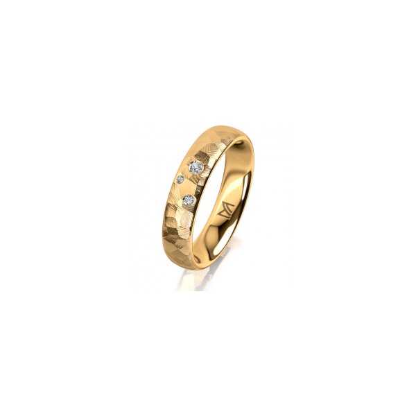 Ring 14 Karat Gelbgold 4.5 mm diamantmatt 3 Brillanten G vs Gesamt 0,035ct