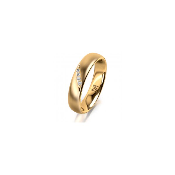 Ring 14 Karat Gelbgold 4.5 mm längsmatt 4 Brillanten G vs Gesamt 0,025ct