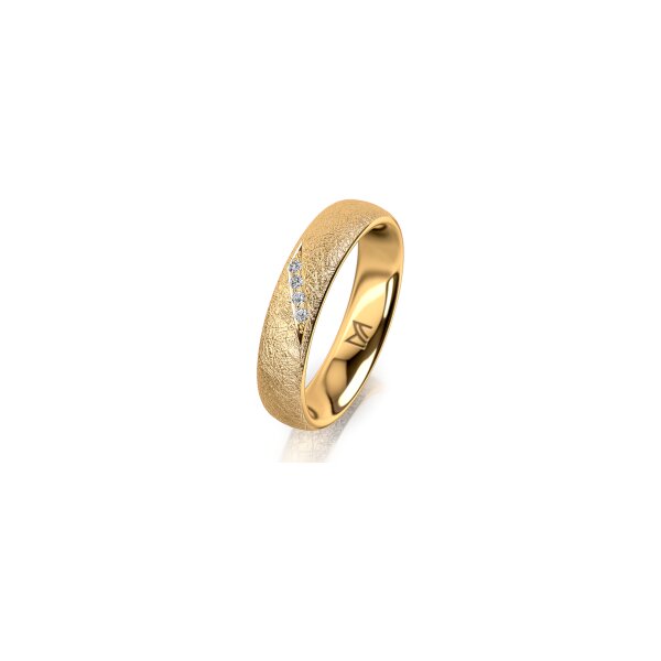 Ring 14 Karat Gelbgold 4.5 mm kreismatt 4 Brillanten G vs Gesamt 0,025ct