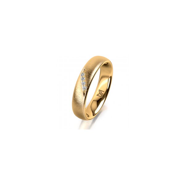 Ring 14 Karat Gelbgold 4.5 mm sandmatt 4 Brillanten G vs Gesamt 0,025ct