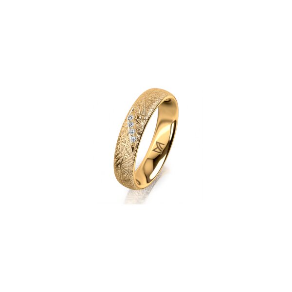 Ring 14 Karat Gelbgold 4.5 mm kristallmatt 4 Brillanten G vs Gesamt 0,025ct