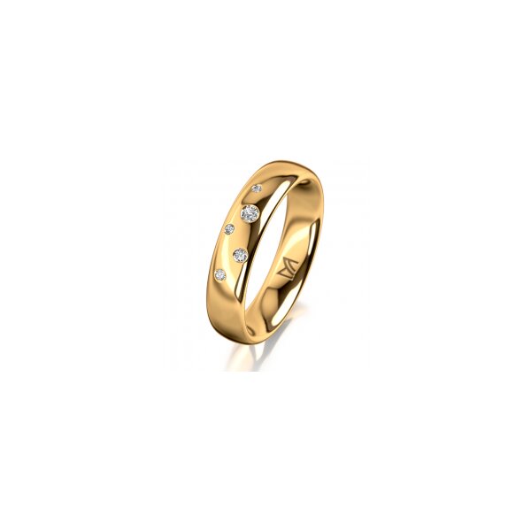 Ring 14 Karat Gelbgold 4.5 mm poliert 5 Brillanten G vs Gesamt 0,045ct