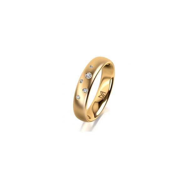 Ring 14 Karat Gelbgold 4.5 mm längsmatt 5 Brillanten G vs Gesamt 0,045ct