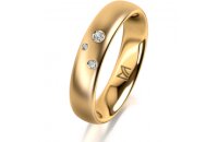 Ring 18 Karat Gelbgold 4.5 mm l&auml;ngsmatt 3 Brillanten...