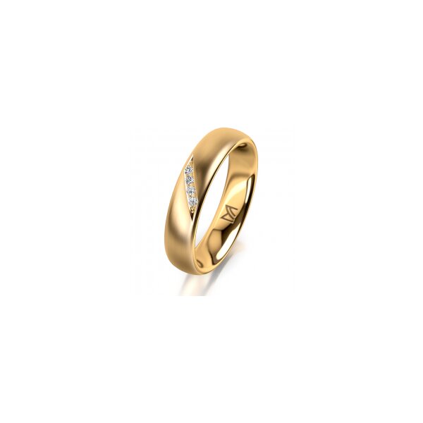 Ring 18 Karat Gelbgold 4.5 mm l&auml;ngsmatt 4 Brillanten G vs Gesamt 0,025ct