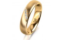 Ring 18 Karat Gelbgold 4.5 mm l&auml;ngsmatt 4 Brillanten...