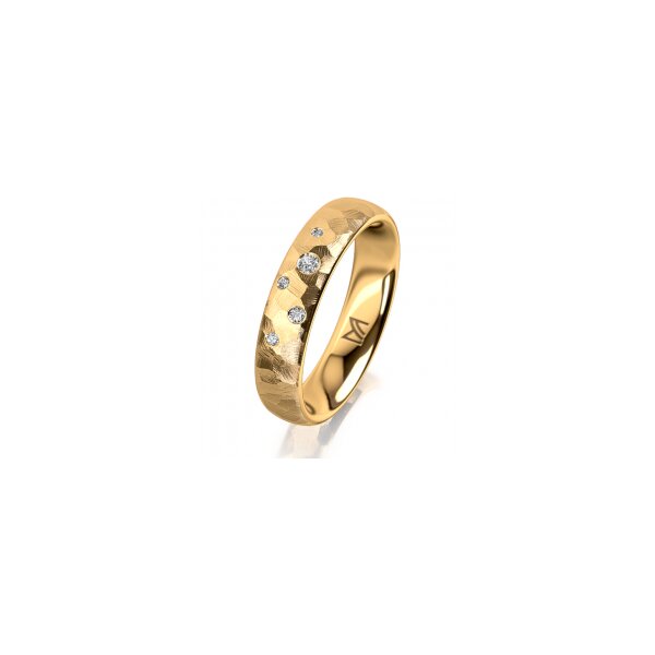 Ring 18 Karat Gelbgold 4.5 mm diamantmatt 5 Brillanten G vs Gesamt 0,045ct