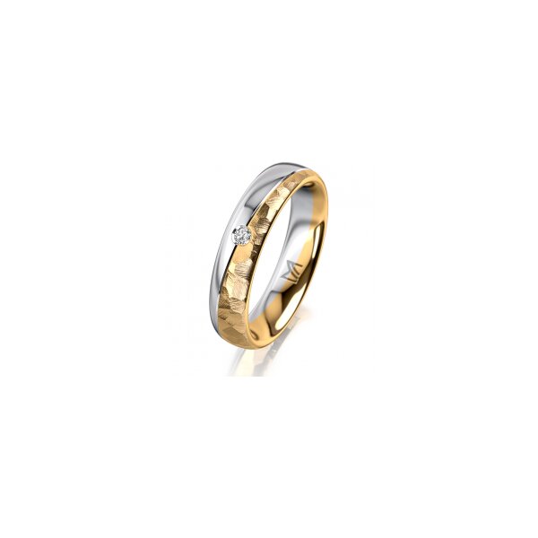 Ring 14 Karat Gelb-/Weissgold 4.5 mm diamantmatt 1 Brillant G vs 0,025ct