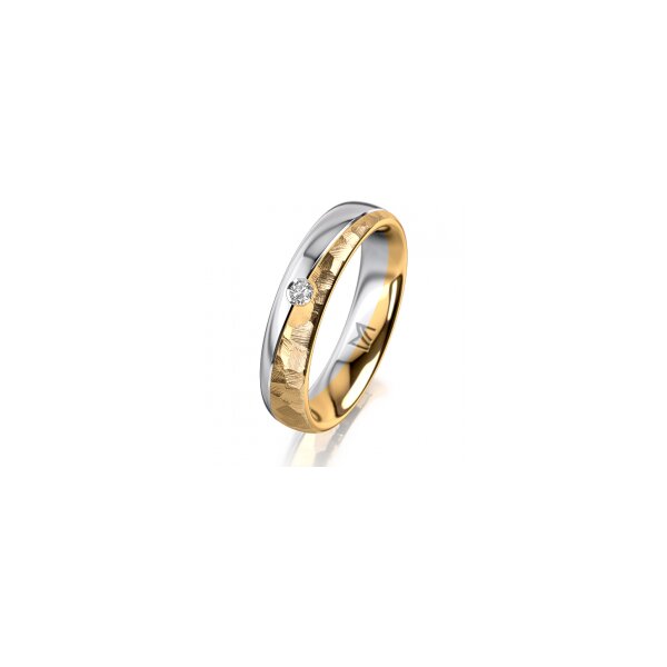 Ring 14 Karat Gelb-/Weissgold 4.5 mm diamantmatt 1 Brillant G vs 0,035ct