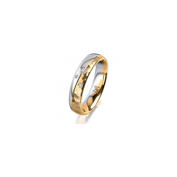 Ring 14 Karat Gelb-/Weissgold 4.5 mm diamantmatt 3 Brillanten G vs Gesamt 0,035ct