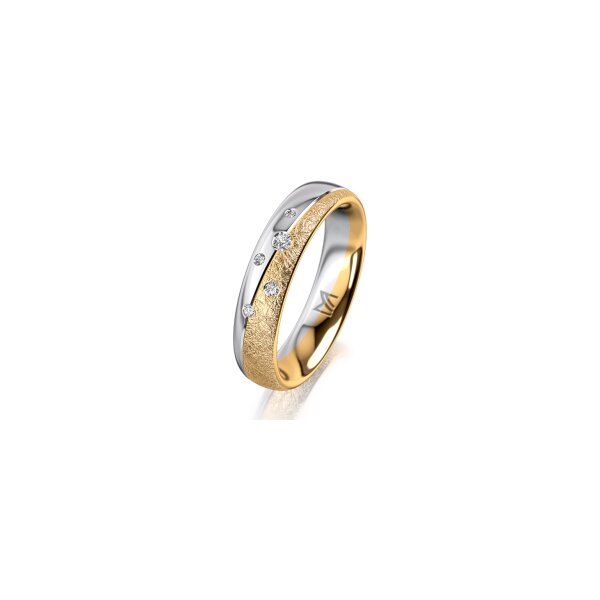 Ring 14 Karat Gelb-/Weissgold 4.5 mm kreismatt 5 Brillanten G vs Gesamt 0,045ct