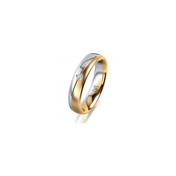 Ring 18 Karat Gelb-/Weissgold 4.5 mm l&auml;ngsmatt 1 Brillant G vs 0,025ct