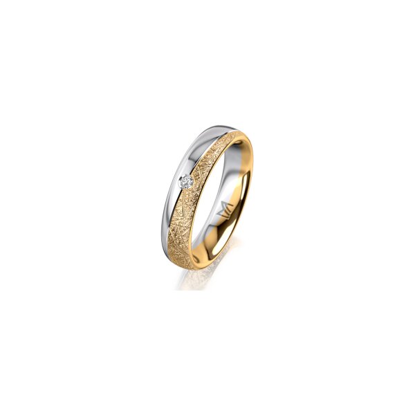 Ring 18 Karat Gelb-/Weissgold 4.5 mm kristallmatt 1 Brillant G vs 0,025ct