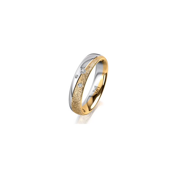Ring 18 Karat Gelb-/Weissgold 4.5 mm kristallmatt 3 Brillanten G vs Gesamt 0,035ct