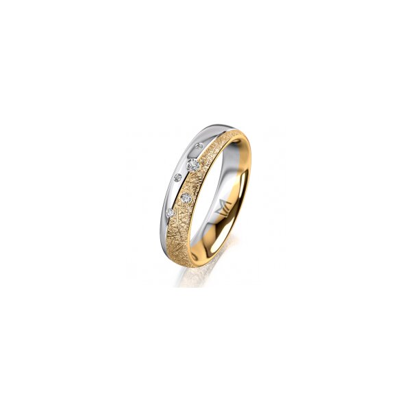 Ring 18 Karat Gelb-/Weissgold 4.5 mm kristallmatt 5 Brillanten G vs Gesamt 0,045ct