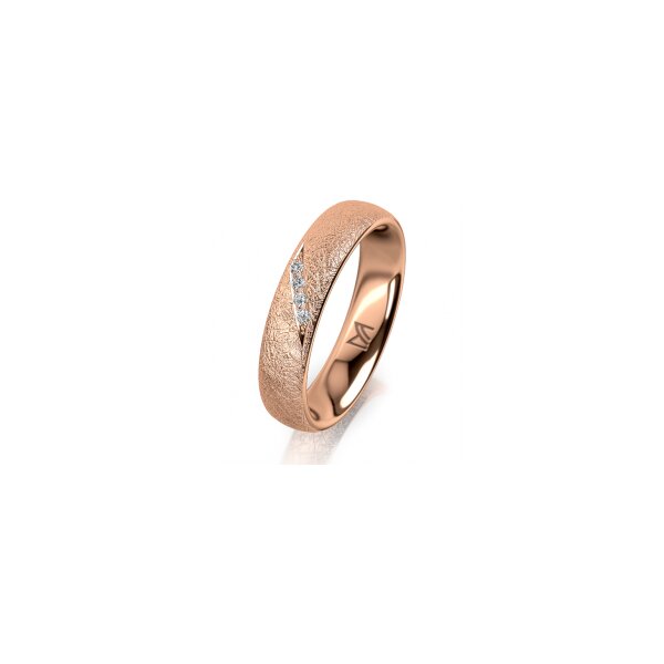 Ring 14 Karat Rotgold 4.5 mm kreismatt 4 Brillanten G vs Gesamt 0,025ct
