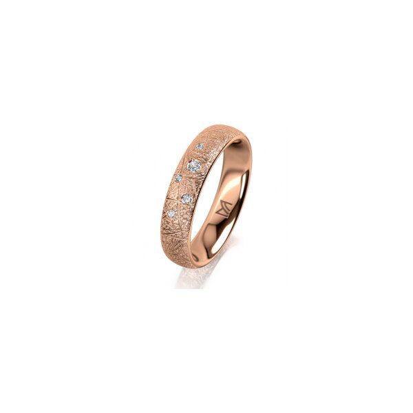 Ring 14 Karat Rotgold 4.5 mm kristallmatt 5 Brillanten G vs Gesamt 0,045ct