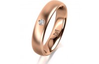 Ring 18 Karat Rotgold 4.5 mm l&auml;ngsmatt 1 Brillant G...