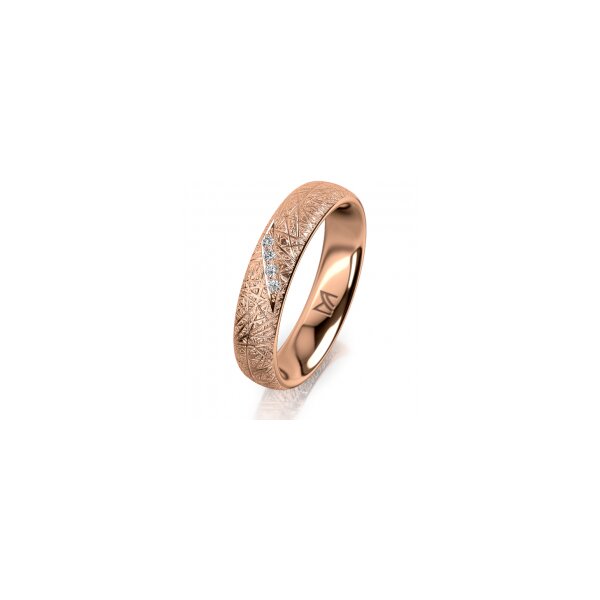 Ring 18 Karat Rotgold 4.5 mm kristallmatt 4 Brillanten G vs Gesamt 0,025ct