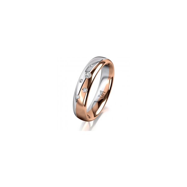 Ring 14 Karat Rot-/Weissgold 4.5 mm poliert 5 Brillanten G vs Gesamt 0,045ct