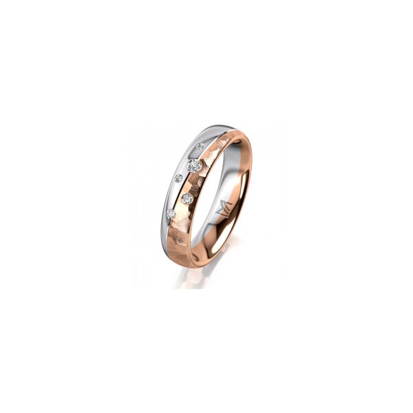 Ring 14 Karat Rot-/Weissgold 4.5 mm diamantmatt 5 Brillanten G vs Gesamt 0,045ct