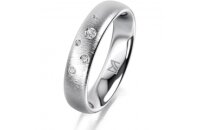 Ring 14 Karat Weissgold 4.5 mm sandmatt 5 Brillanten G vs...