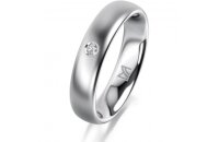 Ring 18 Karat Weissgold 4.5 mm l&auml;ngsmatt 1 Brillant...