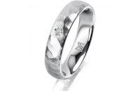 Ring 18 Karat Weissgold 4.5 mm diamantmatt 1 Brillant G...