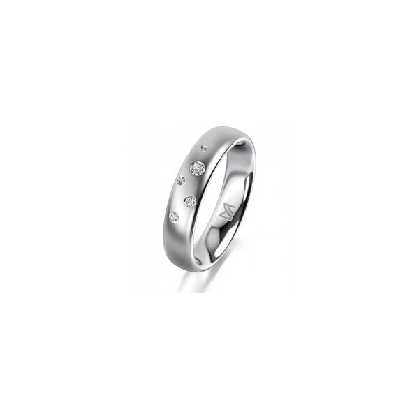 Ring 18 Karat Weissgold 4.5 mm l&auml;ngsmatt 5 Brillanten G vs Gesamt 0,045ct