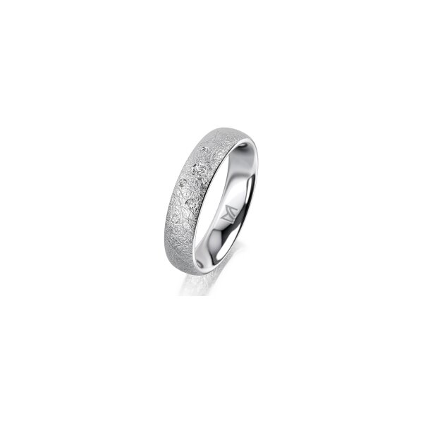 Ring 18 Karat Weissgold 4.5 mm kreismatt 5 Brillanten G vs Gesamt 0,045ct