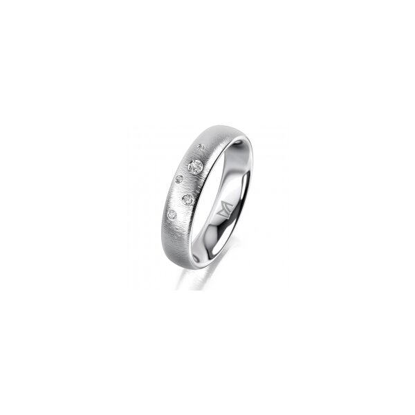 Ring 18 Karat Weissgold 4.5 mm sandmatt 5 Brillanten G vs Gesamt 0,045ct