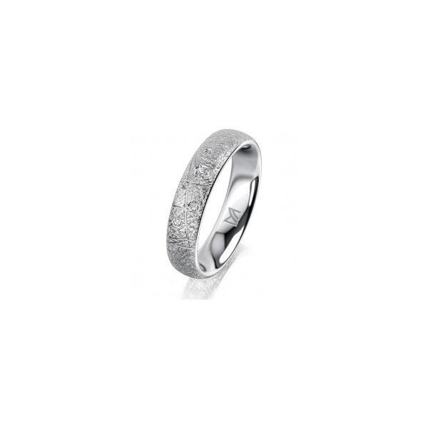 Ring 18 Karat Weissgold 4.5 mm kristallmatt 5 Brillanten G vs Gesamt 0,045ct