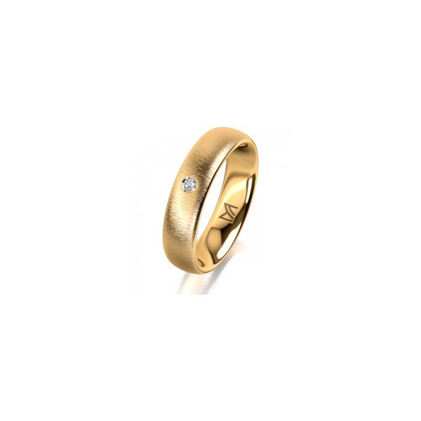 Ring 14 Karat Gelbgold 5.0 mm sandmatt 1 Brillant G vs 0,025ct