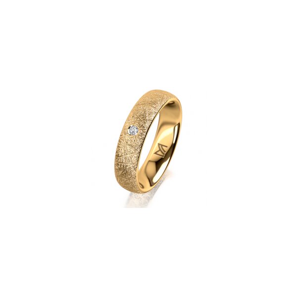 Ring 14 Karat Gelbgold 5.0 mm kristallmatt 1 Brillant G vs 0,025ct