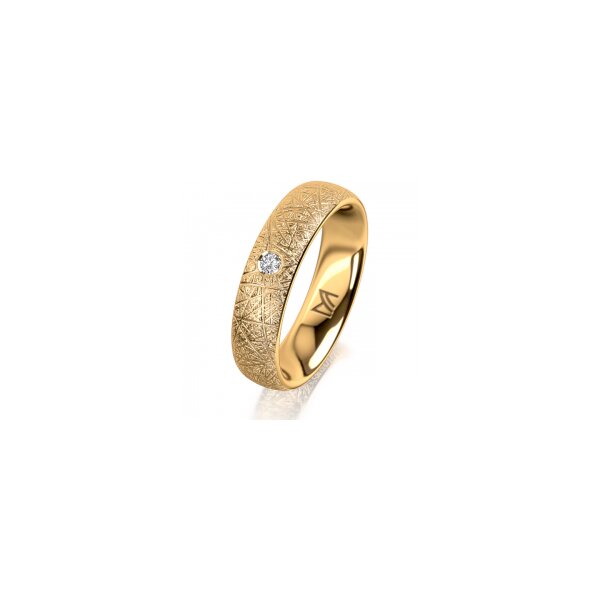 Ring 14 Karat Gelbgold 5.0 mm kristallmatt 1 Brillant G vs 0,035ct