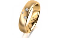 Ring 14 Karat Gelbgold 5.0 mm l&auml;ngsmatt 3 Brillanten...
