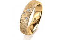 Ring 14 Karat Gelbgold 5.0 mm kristallmatt 3 Brillanten G...