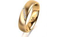 Ring 14 Karat Gelbgold 5.0 mm l&auml;ngsmatt 5 Brillanten...