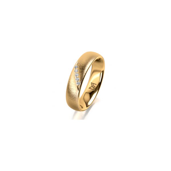Ring 14 Karat Gelbgold 5.0 mm sandmatt 5 Brillanten G vs Gesamt 0,035ct