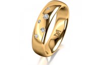Ring 14 Karat Gelbgold 5.0 mm poliert 5 Brillanten G vs...
