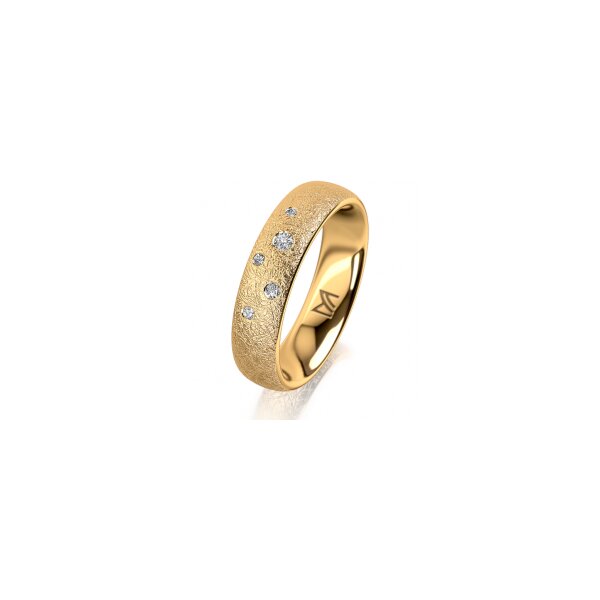 Ring 14 Karat Gelbgold 5.0 mm kreismatt 5 Brillanten G vs Gesamt 0,055ct