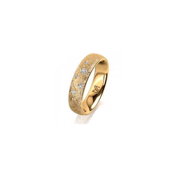 Ring 14 Karat Gelbgold 5.0 mm kristallmatt 5 Brillanten G vs Gesamt 0,055ct