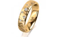 Ring 14 Karat Gelbgold 5.0 mm diamantmatt 5 Brillanten G...