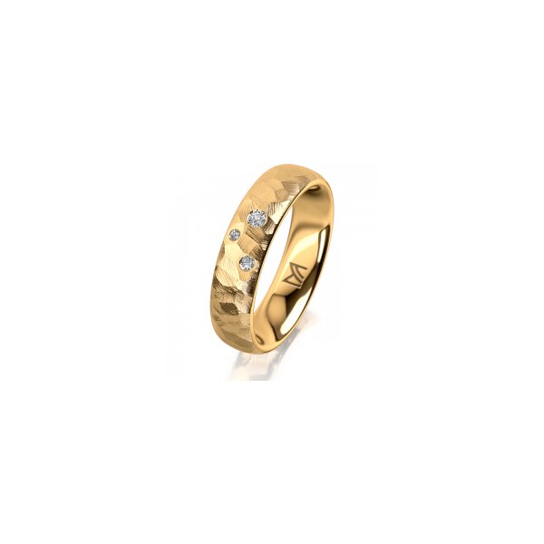 Ring 18 Karat Gelbgold 5.0 mm diamantmatt 3 Brillanten G vs Gesamt 0,040ct