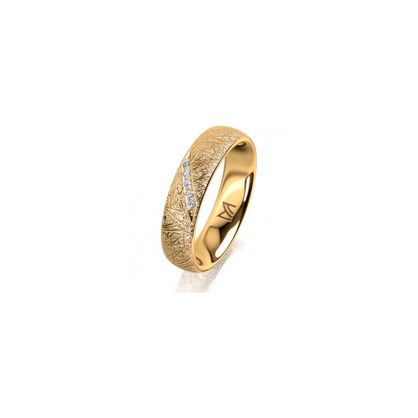 Ring 18 Karat Gelbgold 5.0 mm kristallmatt 5 Brillanten G vs Gesamt 0,035ct