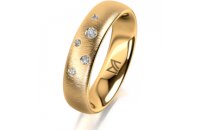 Ring 18 Karat Gelbgold 5.0 mm sandmatt 5 Brillanten G vs...