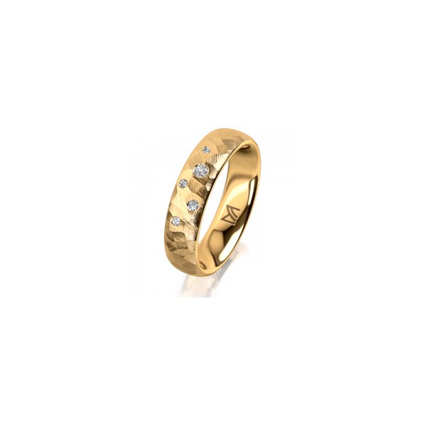 Ring 18 Karat Gelbgold 5.0 mm diamantmatt 5 Brillanten G vs Gesamt 0,055ct
