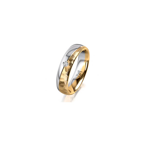 Ring 14 Karat Gelb-/Weissgold 5.0 mm diamantmatt 1 Brillant G vs 0,035ct