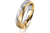 Ring 18 Karat Gelb-/Weissgold 5.0 mm sandmatt 1 Brillant...