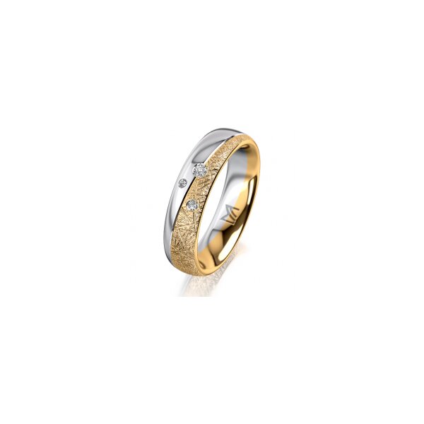 Ring 18 Karat Gelb-/Weissgold 5.0 mm kristallmatt 3 Brillanten G vs Gesamt 0,040ct